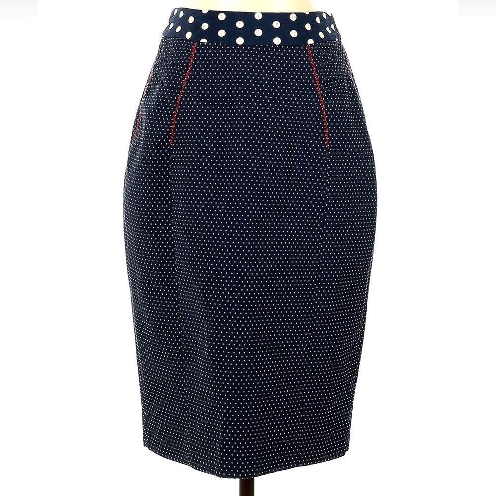 Anthropologie YOANA BARASCHI Polka Dot Pencil Skirt Whimsigoth Pin Up Size 6